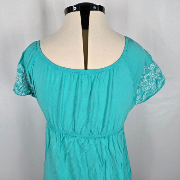 One Clothing Dress Junior's XL Green Mini Fit & Flare Embordering Short Sleeve - Picture 5 of 16